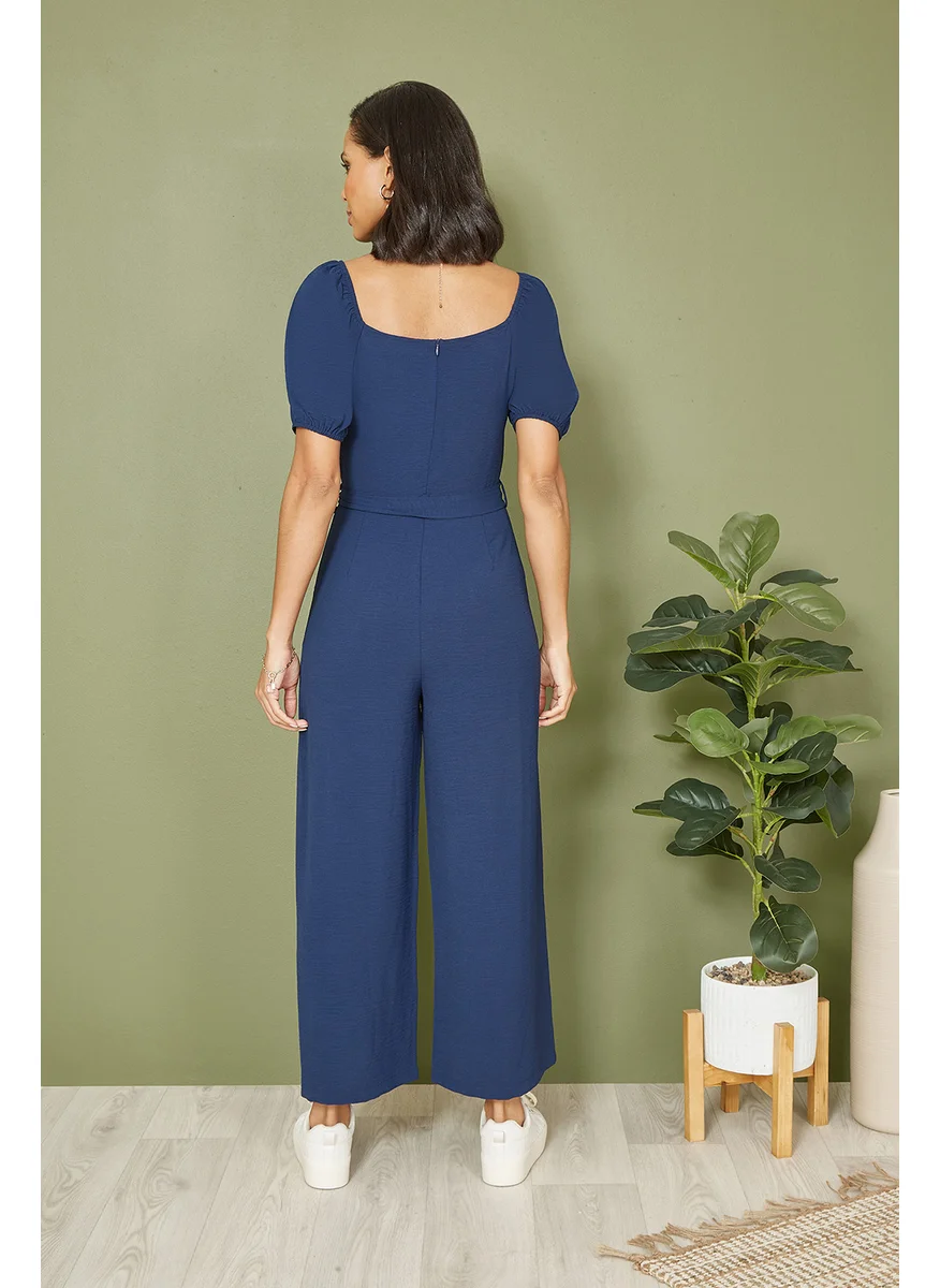 MELA LONDON Square Neck Puff Sleeve Culotte Jumpsuit