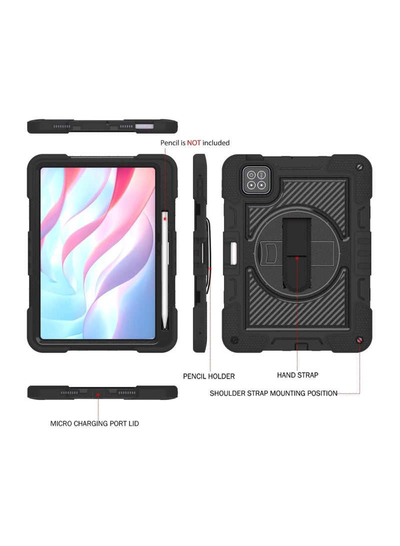 Kids Protective Case Compatible with Xiaomi Pad 7 Pro/Mi Pad 7 11.2-inch, 3-in-1 Hard PC Soft Silicone Shockproof Shell, 360 Degree Rotating Stand Cover with Hand/Shoulder Strap - Image 2