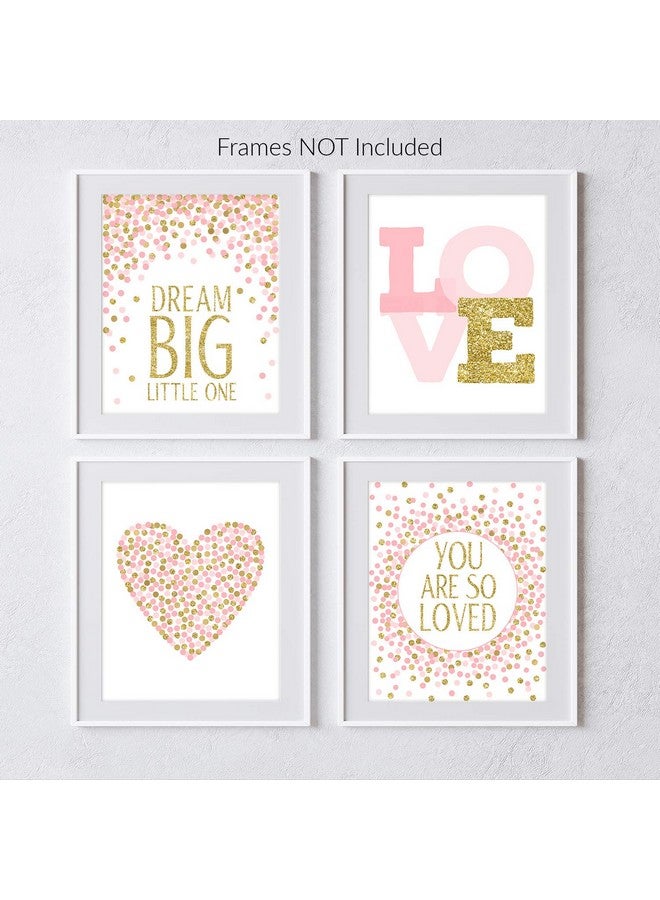 Pink Pixie Studio Pink & Gold Positve Affirmation 8x10 Wall Art Set of 4 Love Nursery Toddler Girls Room Decorations Dream Big (NOT Real Glitter) - Image 5