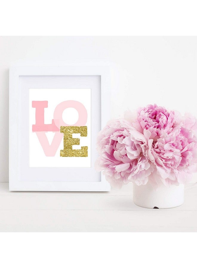 Pink Pixie Studio Pink & Gold Positve Affirmation 8x10 Wall Art Set of 4 Love Nursery Toddler Girls Room Decorations Dream Big (NOT Real Glitter) - Image 4