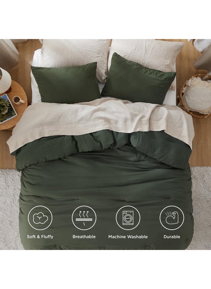 Bedsure Bedsure King Size Comforter Set  Dark Green Soft Prewashed Bed Comforter for All Seasons  3 Pieces Warm Bedding Sets  1 Lightweight Comforter (104""x90"") and 2 Pillowcases (20""x36"")  - Image 4