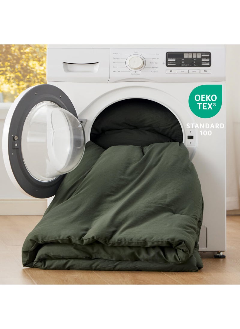 Bedsure Bedsure King Size Comforter Set  Dark Green Soft Prewashed Bed Comforter for All Seasons  3 Pieces Warm Bedding Sets  1 Lightweight Comforter (104""x90"") and 2 Pillowcases (20""x36"")  - Image 5