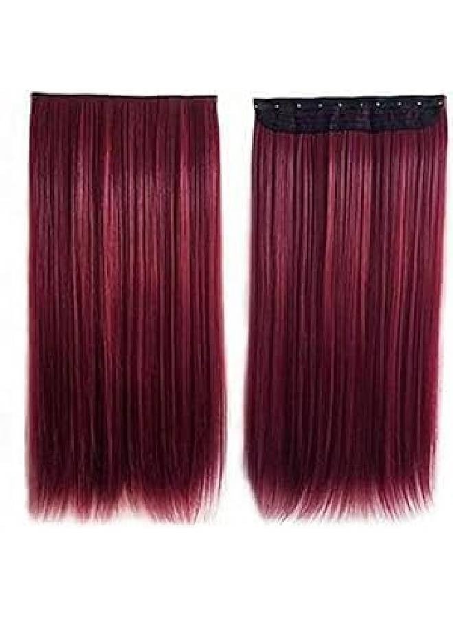 Generic Versatile Long Wavy Straight Hair Extensions for Fine Hair for Women (Red) - Image 2