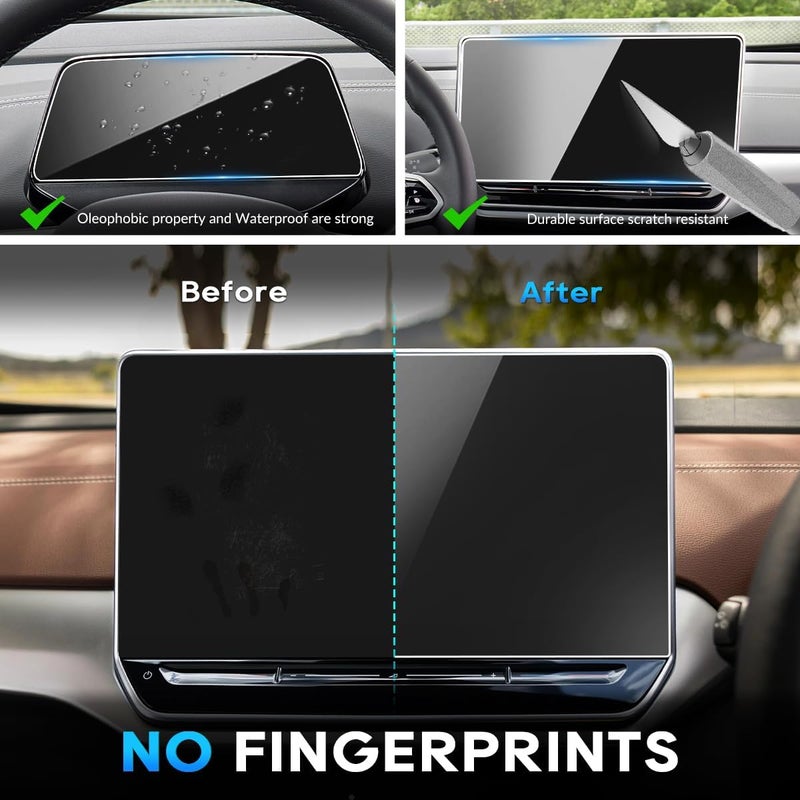 INTGET 2 PCS Screen Protector for 2024 2025 2026 VW/Volkswagen ID.4/2025 ID.Buzz Accessories Navigation GPS & Dash Tempered Glass Center Touch Screen Display Touchscreen Protective(12.9+5.3inch) - Image 5