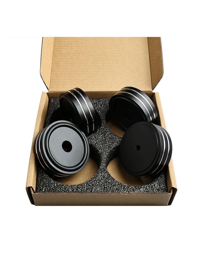 Black Aluminum Shock Absorbing Feet 4PCS For Audio Speaker Amplifier Turntable - Image 1