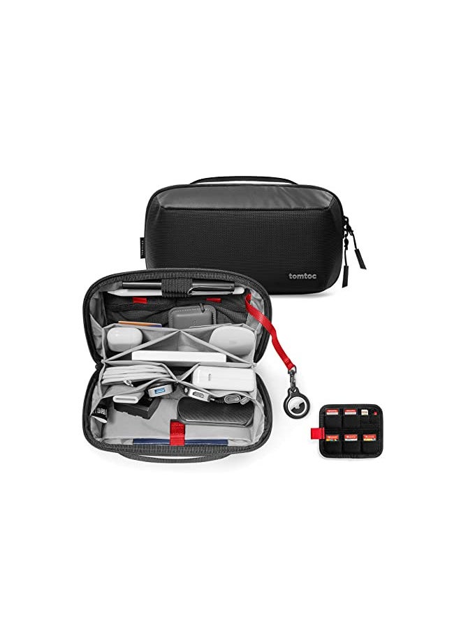 Tomtoc tomtoc Electronic Organizer Accessory Tech Pouch for MacBook Charger, Cables, Power Bank, Hard Drive, Cords, Water-resistant Storage Bag with Removable Card Slots for USB Adapter, Memory Card, Black  - Image 1