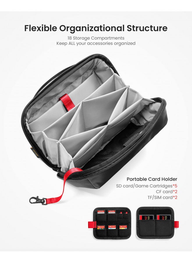 Tomtoc tomtoc Electronic Organizer Accessory Tech Pouch for MacBook Charger, Cables, Power Bank, Hard Drive, Cords, Water-resistant Storage Bag with Removable Card Slots for USB Adapter, Memory Card, Black  - Image 3
