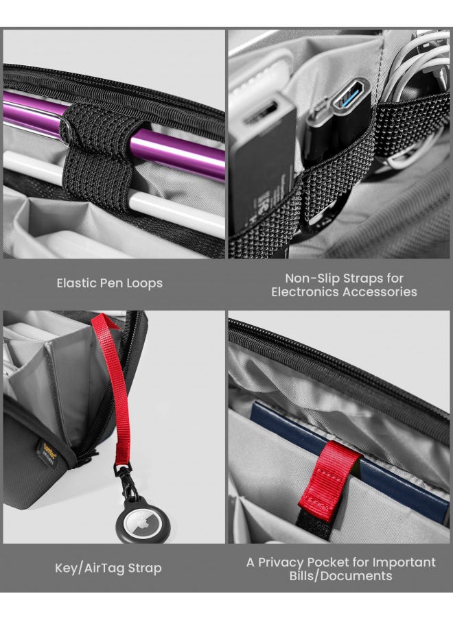 Tomtoc tomtoc Electronic Organizer Accessory Tech Pouch for MacBook Charger, Cables, Power Bank, Hard Drive, Cords, Water-resistant Storage Bag with Removable Card Slots for USB Adapter, Memory Card, Black  - Image 4