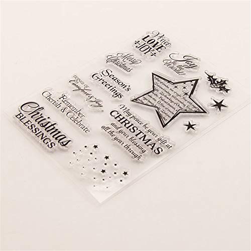 LZBRDY Merry Christmas Stars Blessing Words Clear Rubber Stamps for Card Making and Scrapbooking Christmas Silicone Stamps (T1600) - Image 5