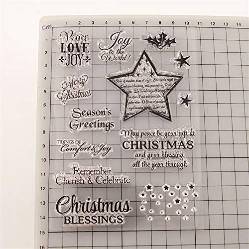 LZBRDY Merry Christmas Stars Blessing Words Clear Rubber Stamps for Card Making and Scrapbooking Christmas Silicone Stamps (T1600) - Image 2