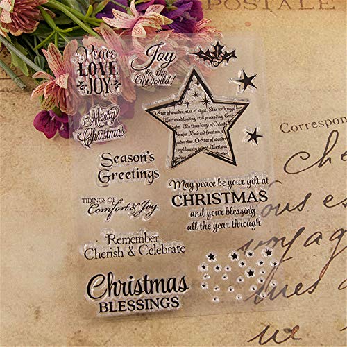 LZBRDY Merry Christmas Stars Blessing Words Clear Rubber Stamps for Card Making and Scrapbooking Christmas Silicone Stamps (T1600) - Image 4