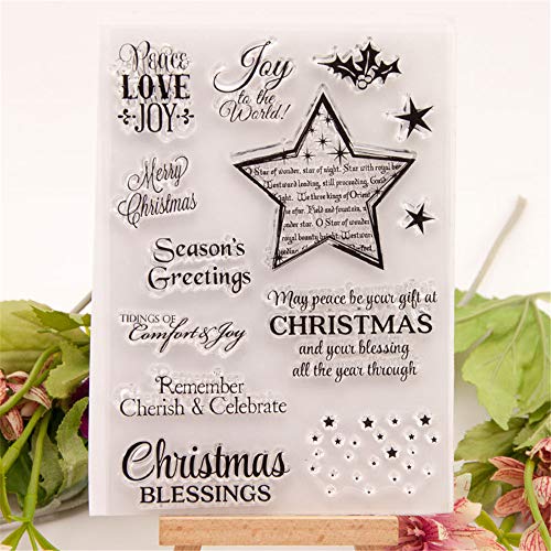 LZBRDY Merry Christmas Stars Blessing Words Clear Rubber Stamps for Card Making and Scrapbooking Christmas Silicone Stamps (T1600) - Image 3
