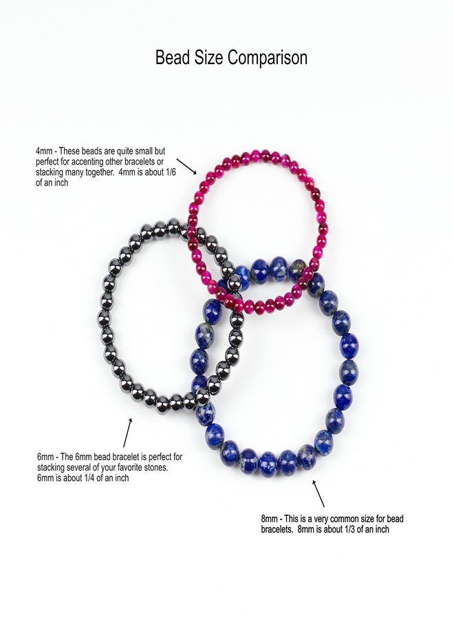 Cherry Tree Collection Gemstone Beaded Stretch Bracelet 8mm Round Beads 7", Medium, Stone, Agate - Image 5