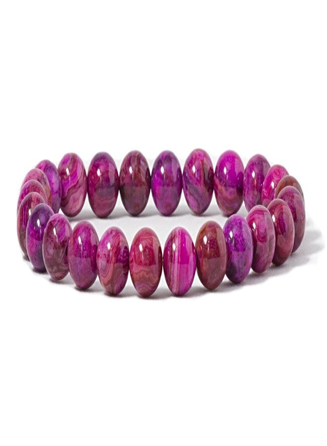 Cherry Tree Collection Gemstone Beaded Stretch Bracelet 8mm Round Beads 7", Medium, Stone, Agate - Image 1
