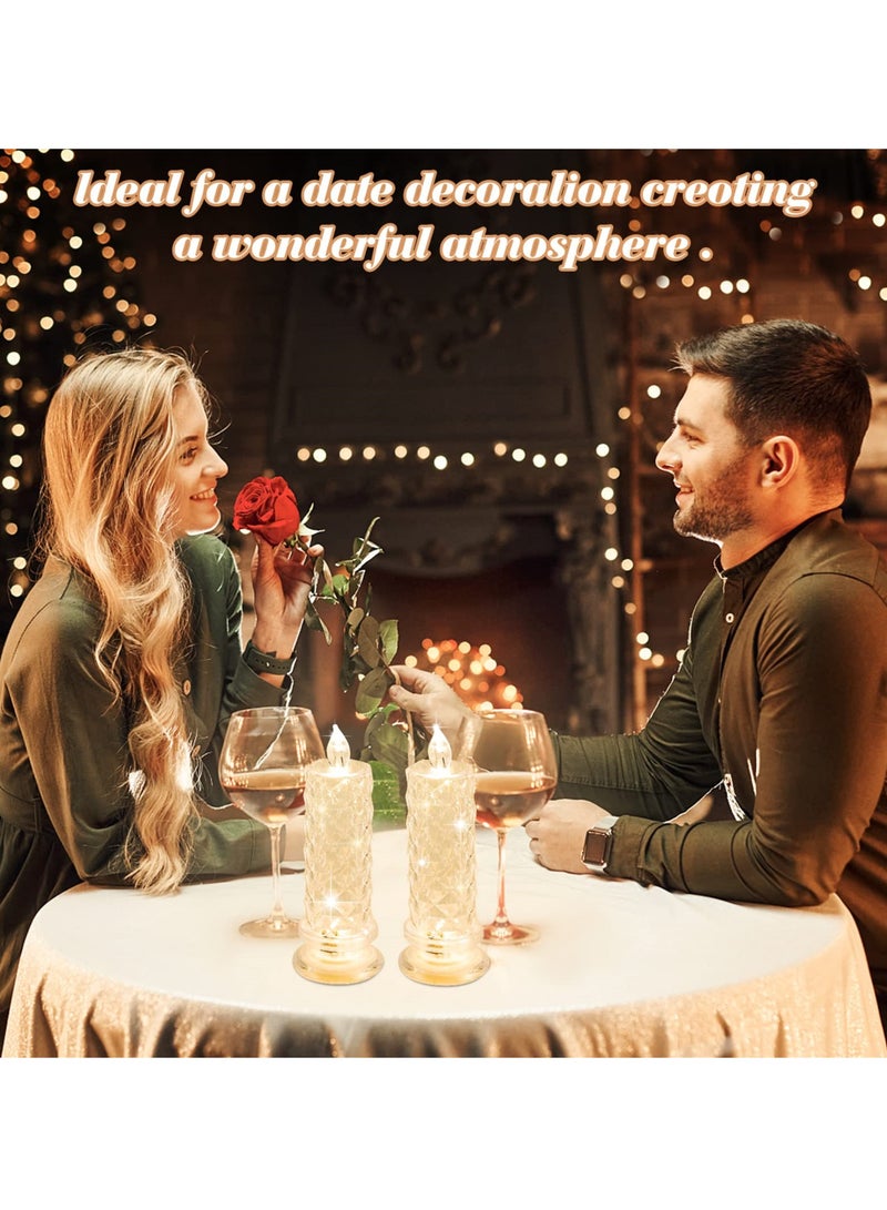 Romantic LED Flameless Candles, 4 PCS Rose Shadow Pillar Set for Weddings, Anniversaries and Festivals, Battery Operated Decor - Image 5