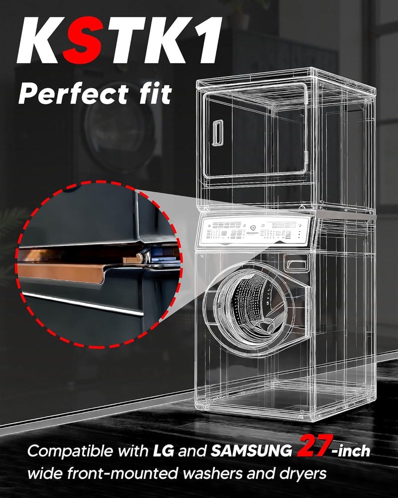 Funmit KSTK1 27-inch Laundry Stacking Kit Replacement for LG Washer & Dryer - Solid Metal with Chrome Coated - Image 2