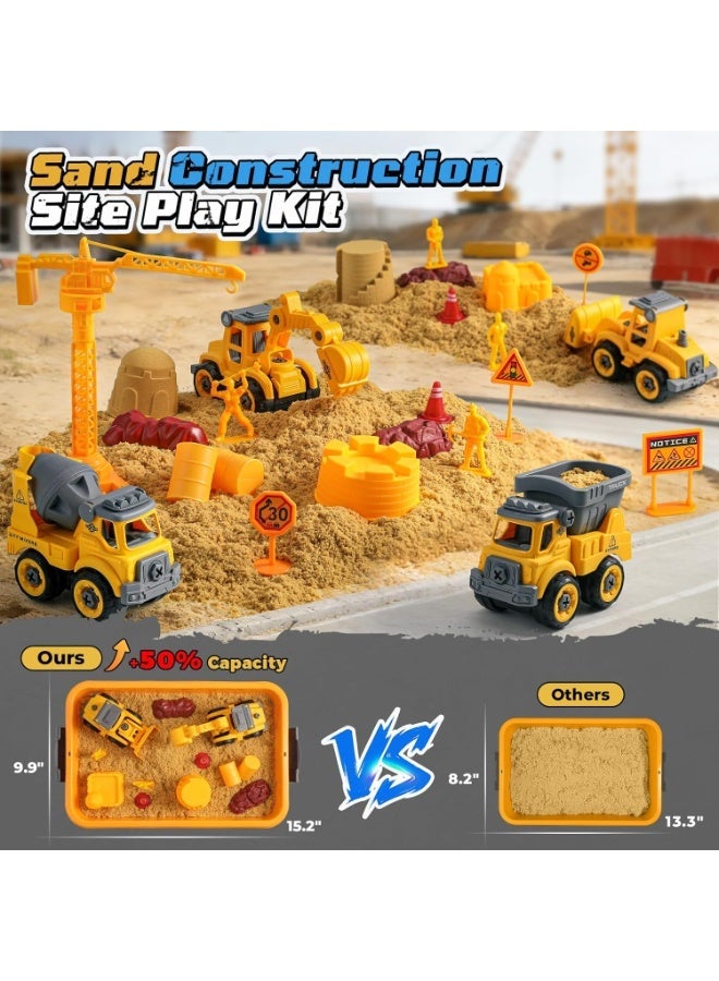 Kinetic Building Sand Set for Kids 750g – Construction Site Bag with Vehicles, Tools & Accessories - Image 4