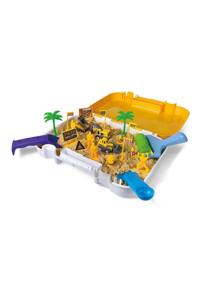 Kinetic Building Sand Set for Kids 750g – Construction Site Bag with Vehicles, Tools & Accessories - Image 3