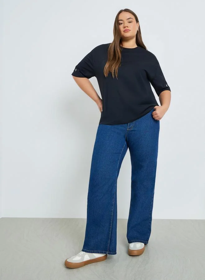 Styli Plus Size 100% Cotton Embroidered T-Shirt