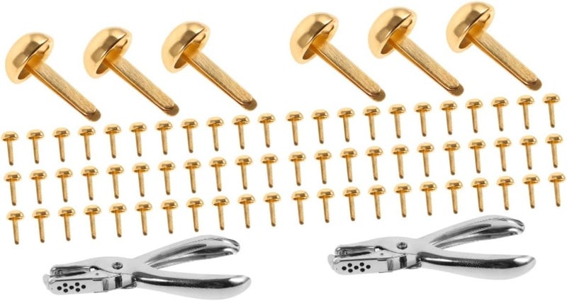 Uonlytech 1set Rivets Brads for Crafts and Clothing Includes Puncher for Projects and Decorative Fastening - Image 1