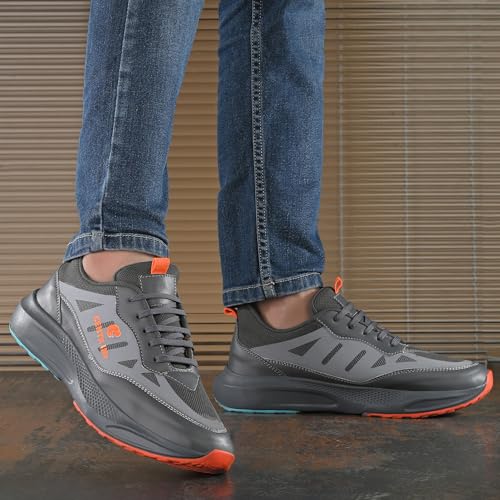 Centrino Casual Shoe for Men | Cushioned Insole | Stylish Shoe |Sporty Lace-Up Design| Sneakers for Boys & Men 6831-5, 9 UK, Grey - Image 2