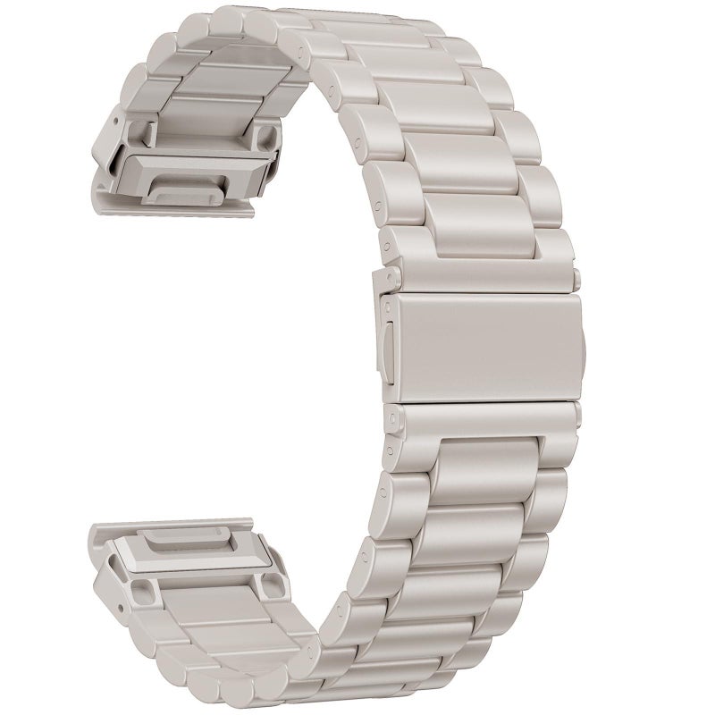 S-TOP For Garmin 26mm Integrated Tactix Three Beads Folding Clasp Stainless Steel Watch Band(Starlight) - Image 1