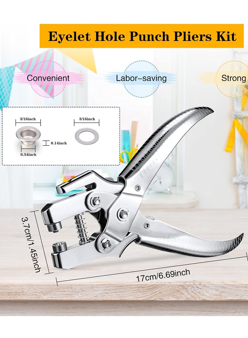 Excefore 3/16 Inch Grommet Tool Kit, Grommet Eyelet Plier Set, Eyelet Hole Punch Pliers Grommet Hand Press Pliers with 200 Pieces of Grommets Eyelets, Shoes Clothes Bags Craft Supplies - Image 3