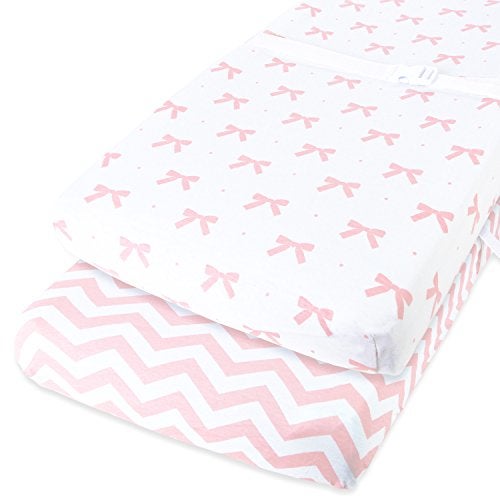 Cuddly Cubs Changing Pad Covers – 2 Pack – Snuggly Soft Plush Cotton Changing Table Covers for Girl – Fits Perfectly on Summer Infant and Other 16 x 32 Baby Changing Table Pads – Pink - Image 1
