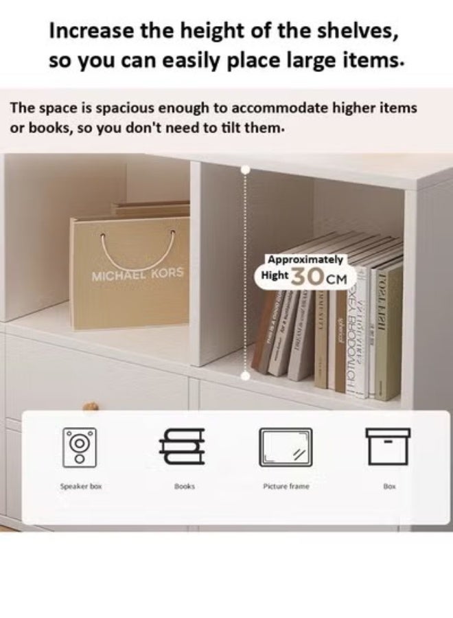 فاشون هوم خزانة تخزين متعددة الأغراض للاستخدام على الأرض، خزانة كتب متعددة الطبقات، رف عرض منظم مع 4 أدراج وخزانتين بباب لغرفة المعيشة والمنزل والمكتب 120 × 30 × 64 سم - Image 4