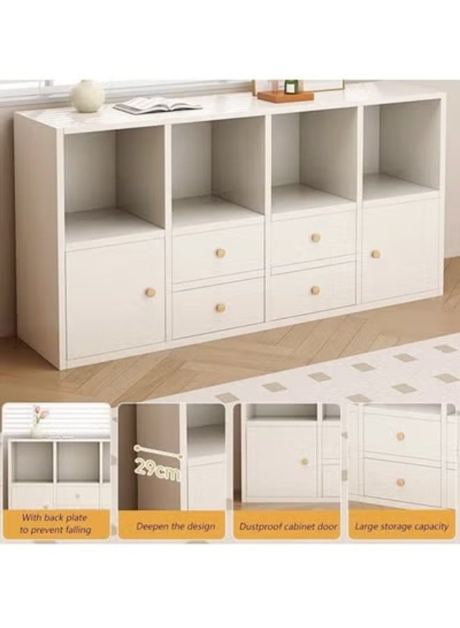 فاشون هوم خزانة تخزين متعددة الأغراض للاستخدام على الأرض، خزانة كتب متعددة الطبقات، رف عرض منظم مع 4 أدراج وخزانتين بباب لغرفة المعيشة والمنزل والمكتب 120 × 30 × 64 سم - Image 3