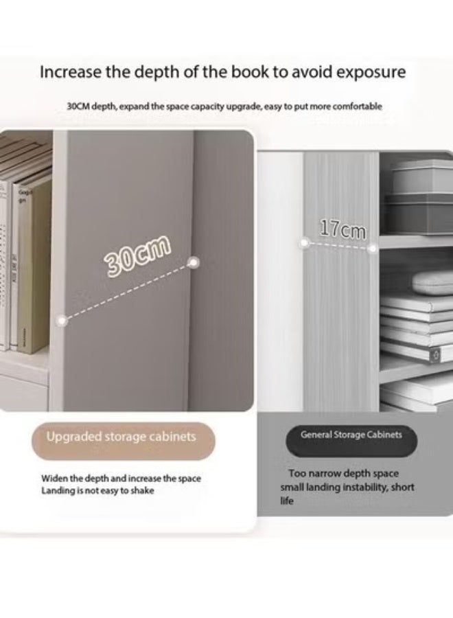 فاشون هوم خزانة تخزين متعددة الأغراض للاستخدام على الأرض، خزانة كتب متعددة الطبقات، رف عرض منظم مع 4 أدراج وخزانتين بباب لغرفة المعيشة والمنزل والمكتب 120 × 30 × 64 سم - Image 5
