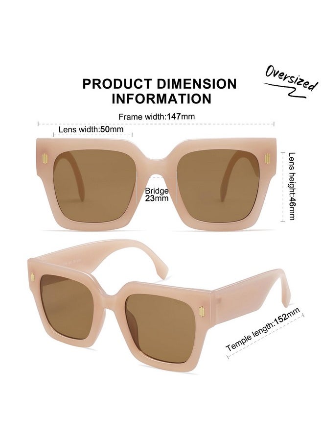 Sojos Vintage Oversized Square Sunglasses For Women,Retro Womens Luxury Big Large Sun Glasses Uv400 Sj2194 Cream Brown  - Image 4
