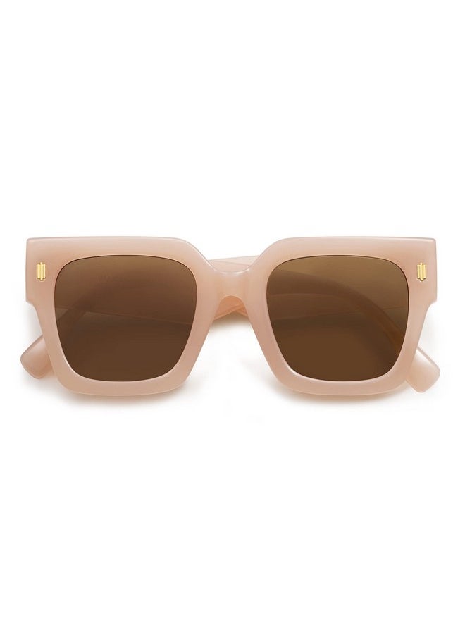 Sojos Vintage Oversized Square Sunglasses For Women,Retro Womens Luxury Big Large Sun Glasses Uv400 Sj2194 Cream Brown  - Image 3