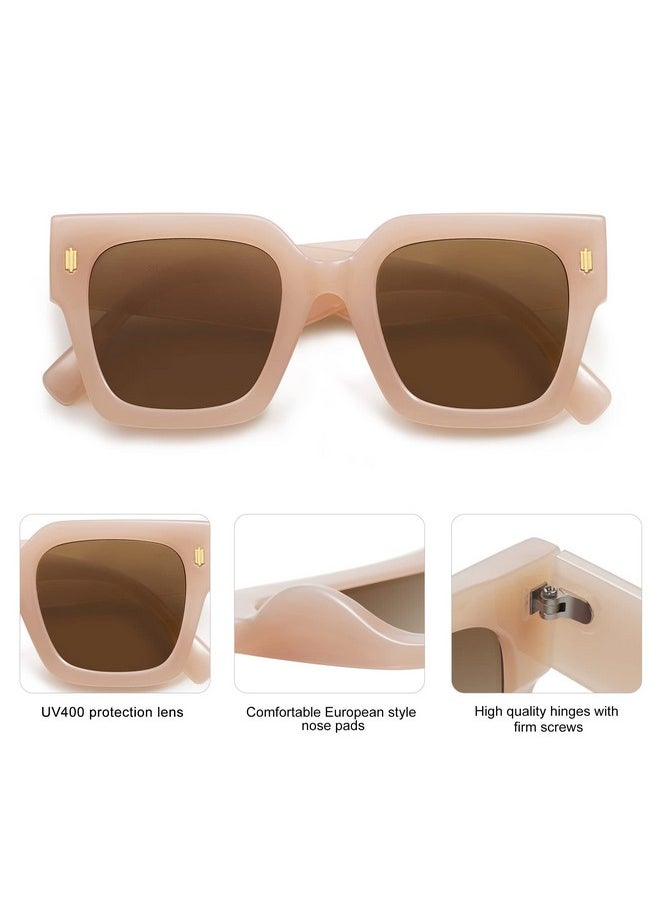 Sojos Vintage Oversized Square Sunglasses For Women,Retro Womens Luxury Big Large Sun Glasses Uv400 Sj2194 Cream Brown  - Image 5