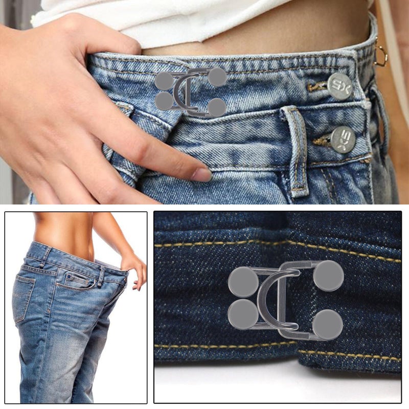 Adjustable Denim Waist Buckles Gunmetal Black 10 Sets General Fit for Men and Women - Image 3