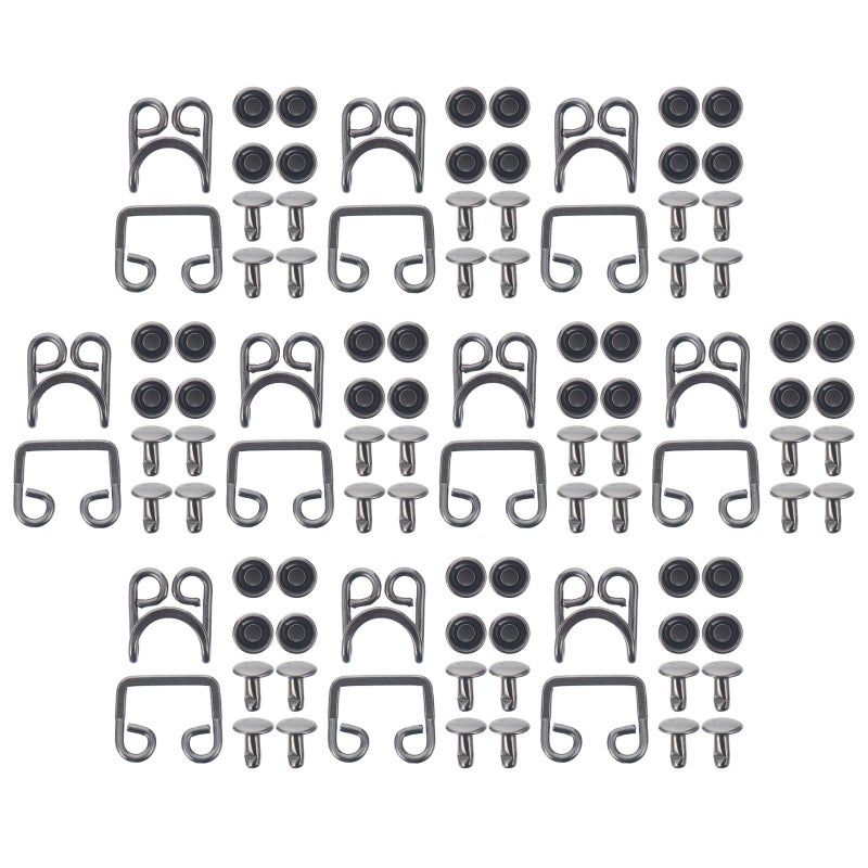 Adjustable Denim Waist Buckles Gunmetal Black 10 Sets General Fit for Men and Women - Image 2