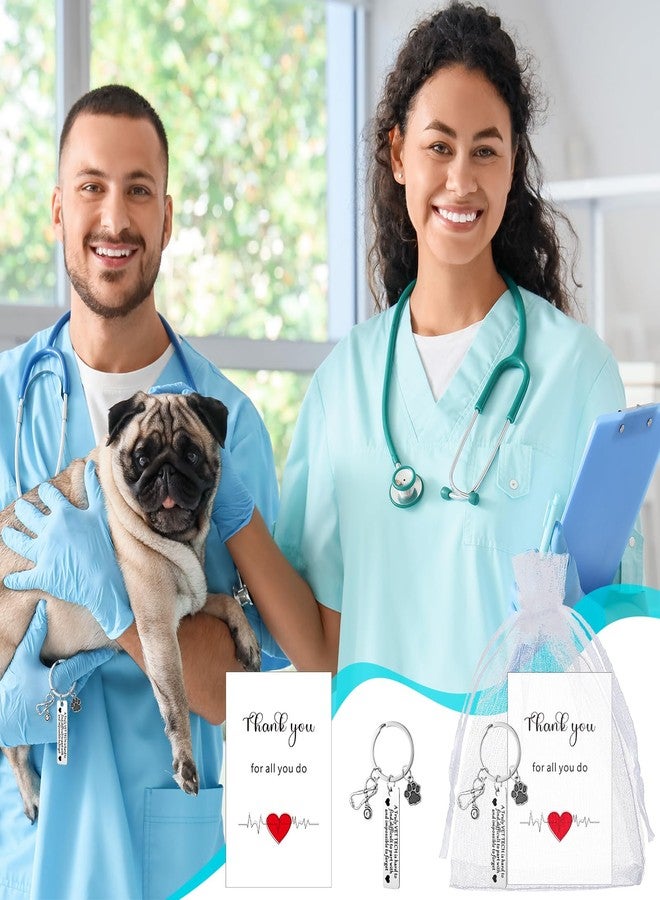 سوريو مجموعة Sureio المكونة من 24 قطعة، هدايا عيد الميلاد لفنيي الطب البيطري، ميدالية مفاتيح مع بطاقة شكر، هدية تقديرية لأسبوع فنيي الطب البيطري الوطني، هدية مثالية للحفلات. - Image 4