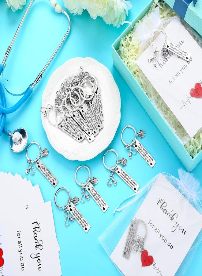 سوريو مجموعة Sureio المكونة من 24 قطعة، هدايا عيد الميلاد لفنيي الطب البيطري، ميدالية مفاتيح مع بطاقة شكر، هدية تقديرية لأسبوع فنيي الطب البيطري الوطني، هدية مثالية للحفلات. - Image 5