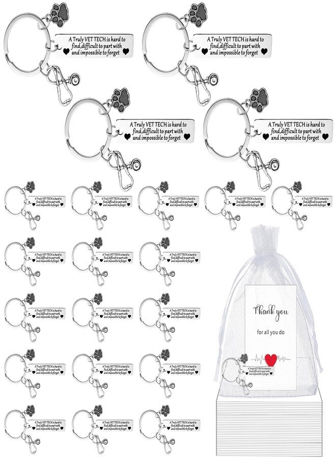 سوريو مجموعة Sureio المكونة من 24 قطعة، هدايا عيد الميلاد لفنيي الطب البيطري، ميدالية مفاتيح مع بطاقة شكر، هدية تقديرية لأسبوع فنيي الطب البيطري الوطني، هدية مثالية للحفلات. - Image 1