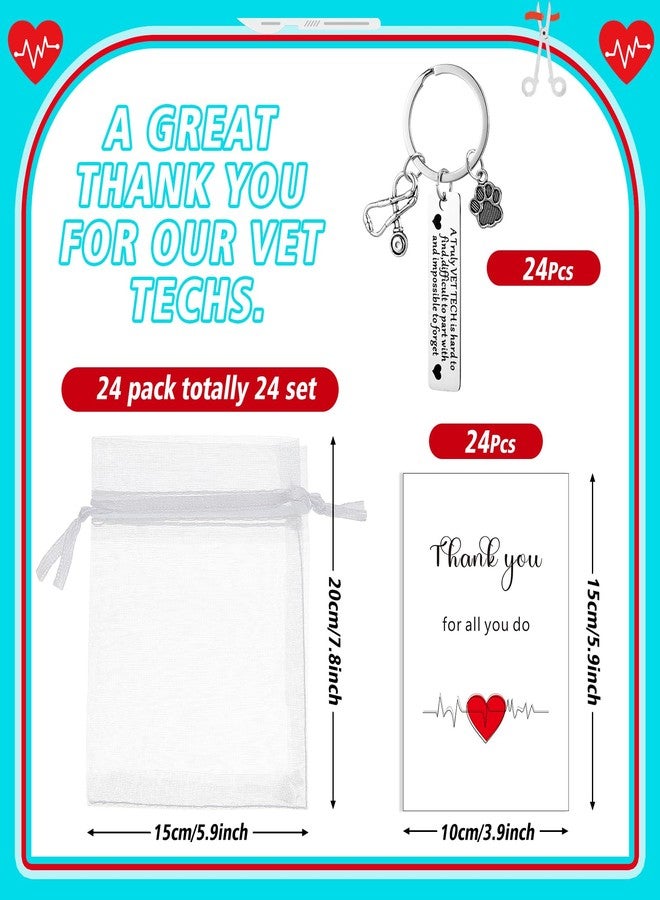 سوريو مجموعة Sureio المكونة من 24 قطعة، هدايا عيد الميلاد لفنيي الطب البيطري، ميدالية مفاتيح مع بطاقة شكر، هدية تقديرية لأسبوع فنيي الطب البيطري الوطني، هدية مثالية للحفلات. - Image 2