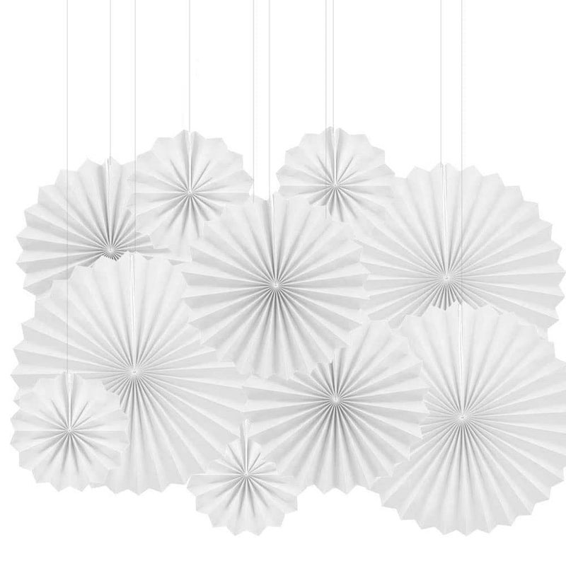 White Paper Fans Hanging Party DecorationsPack of 6
