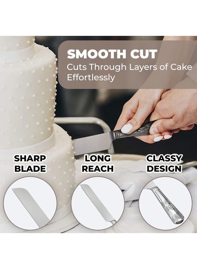 Orblue Wedding Cake Knife and Server Set - Premium, Beautifully Engraved Cutting Set - Elegant Keepsake for Newlyweds- Black - Image 4