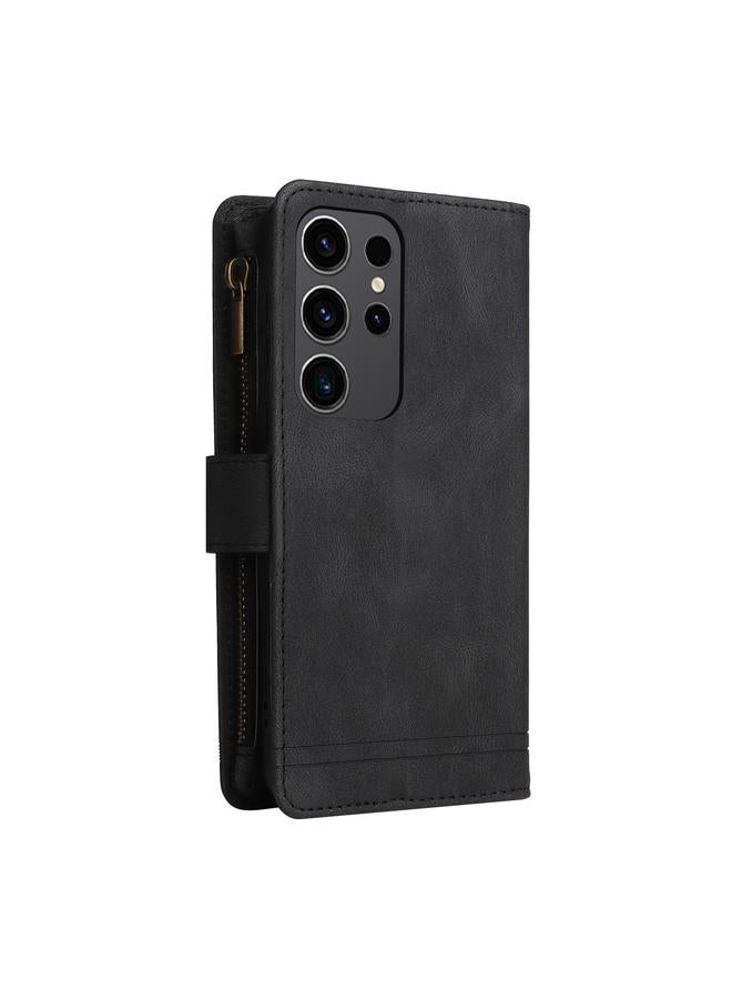 S-TOP Case For Samsung Galaxy S24 Ultra Skin Feel Multi-Card Wallet Zipper Leather Phone Case - Image 3