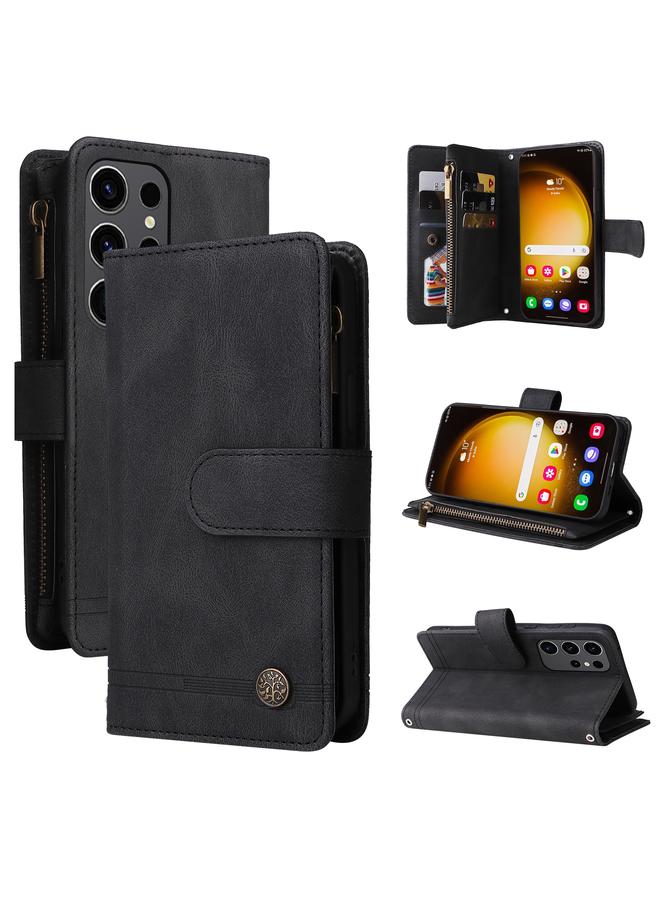 S-TOP Case For Samsung Galaxy S24 Ultra Skin Feel Multi-Card Wallet Zipper Leather Phone Case - Image 1