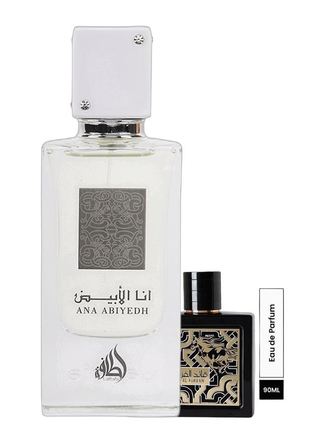 Lattafa Ana Abiyedh EDP 60ml & Qaed Al Fursan EDP 90ml Bundle - Image 1