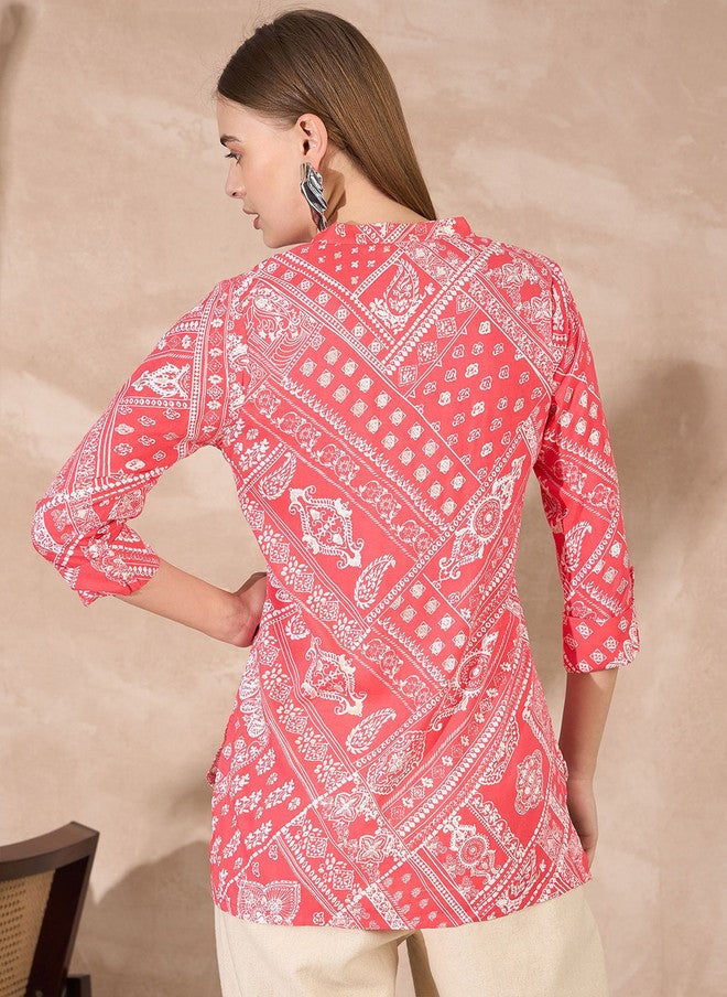 Baizee Routes by All About You Women Ethnic Motifs Printed High-Low Top - Image 5