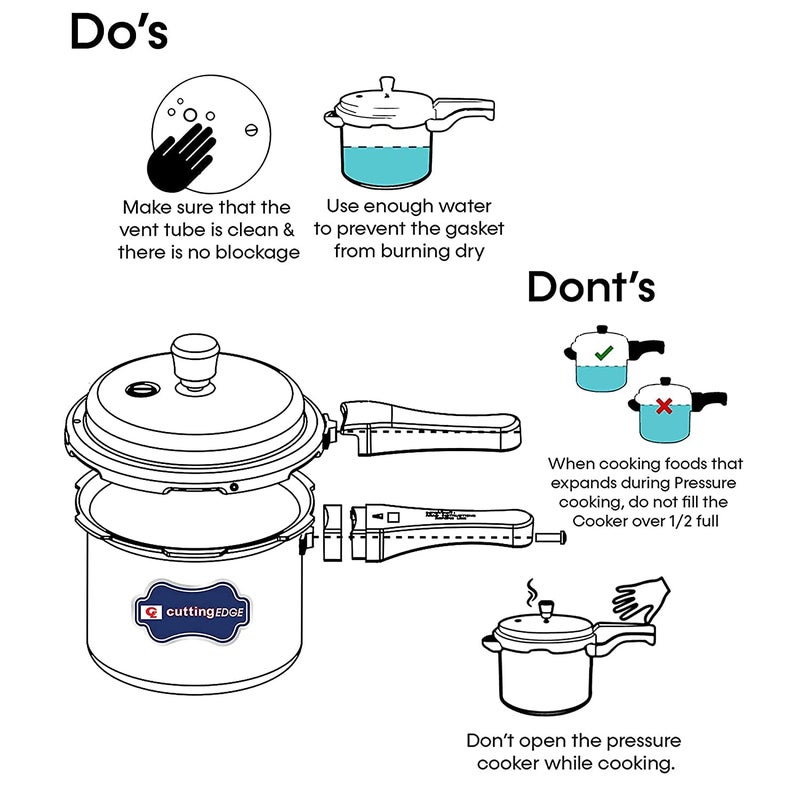 Cutting Edge Pressure Cooker 3 Litre With Lid Aluminum Gas Induction Compatible Cooker For Rice Vegetable Grains Chicken Mutton - Image 3