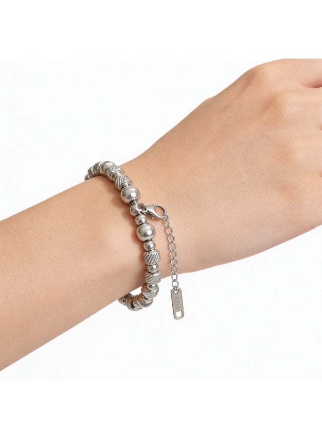 AMETOER Fashion New Simple Versatile Herringbone Beaded Bracelet — Personalized 18K Plated  Stainless Steel Jewelry for Women - Image 2