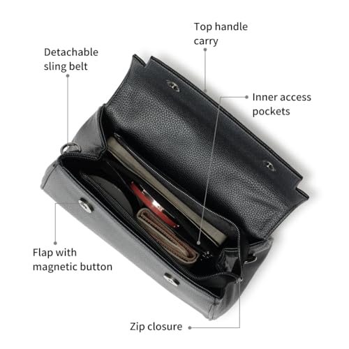 Fastrack Pebbled Satchel for Women, Trendy Faux Leather Satchel with Detachable Sling and Top Handle, Magnetic Flap and Zip Closure for Secure Storage, Versatile Crossbody and Shoulder Bag for Girls - Image 3