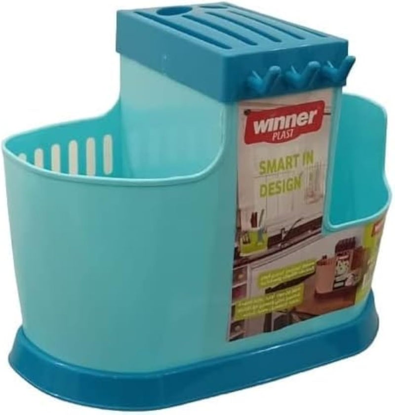 Plastic Utensil Rest with 3 Slots & Draining Base â€“ Multifunctional Spoon Holder with Hanging Hooks, Non-Slip Counter Stand for Cooking, Stirring & Meal Prep Organization